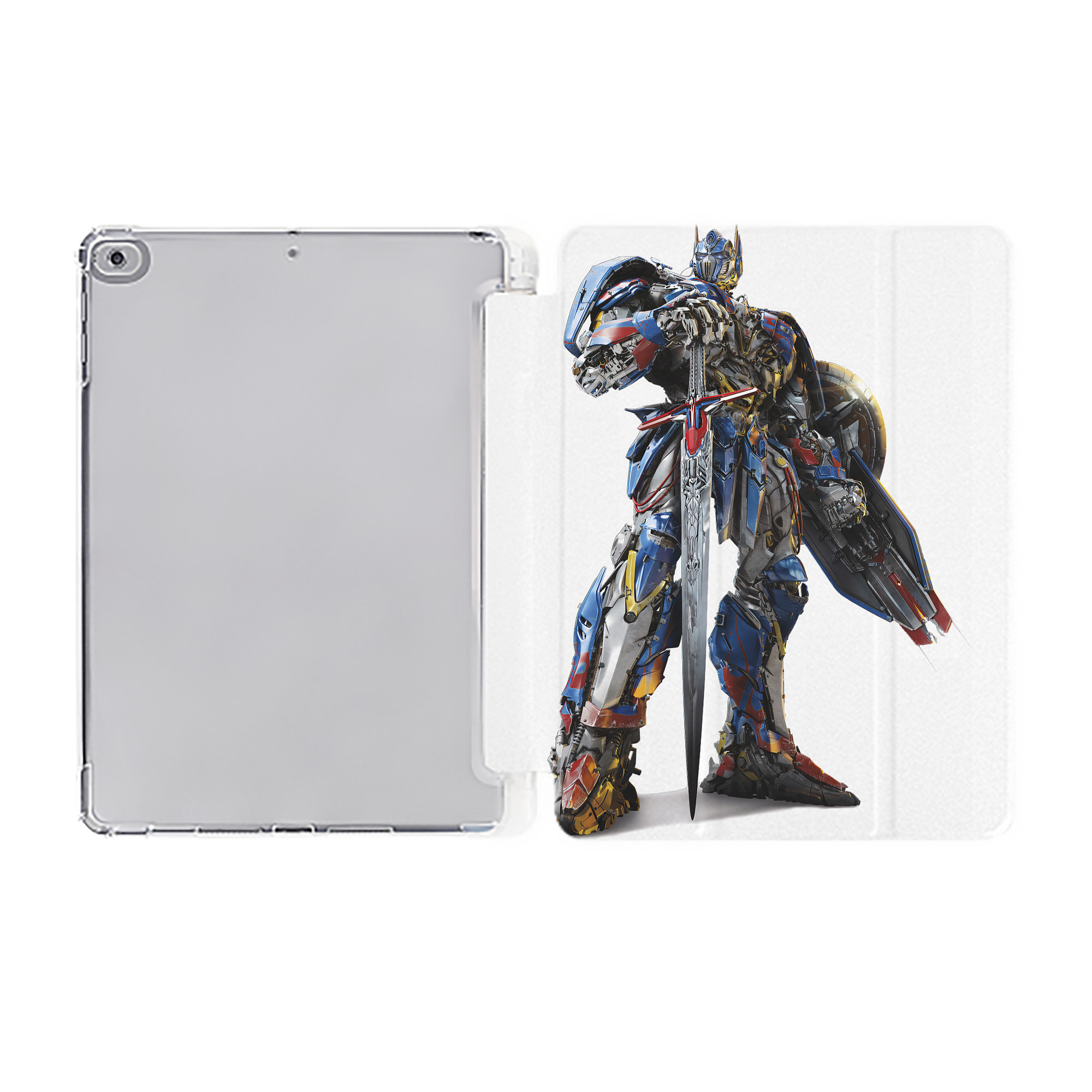 （画像用） Transformers トランスフォーマー IPad ケース ペン収納付き 三つ折りスタンド PUレザー×シリコン 対応機種9.5/10.5/10.9インチ